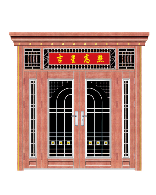 四开子母门（酒红树皮纹）